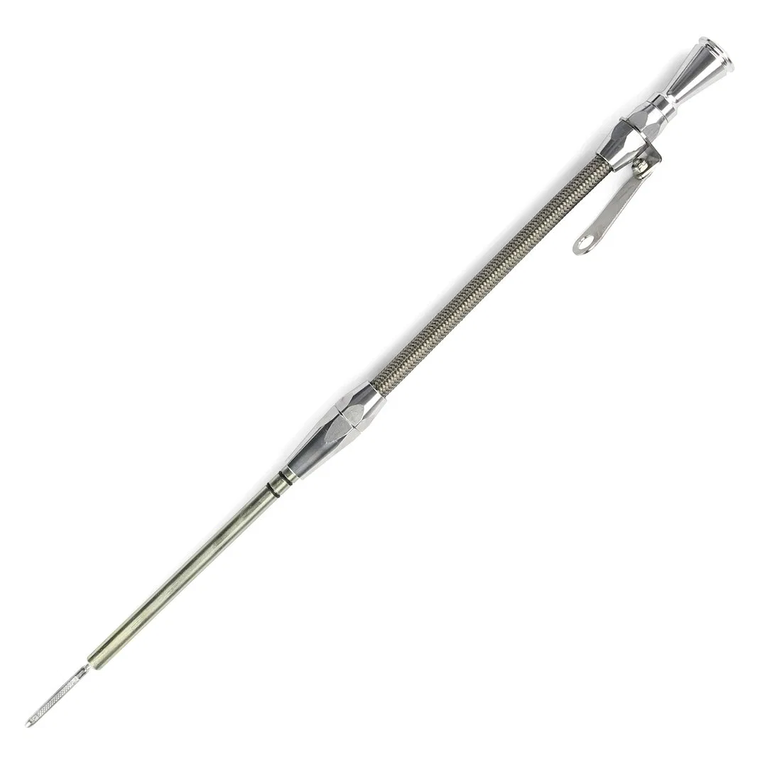 ED-5001 – LOKAR Oil Dipstick, For 1980 and Later Chevy Small Block Push Into Block Passenger Side Stainless Braided O...